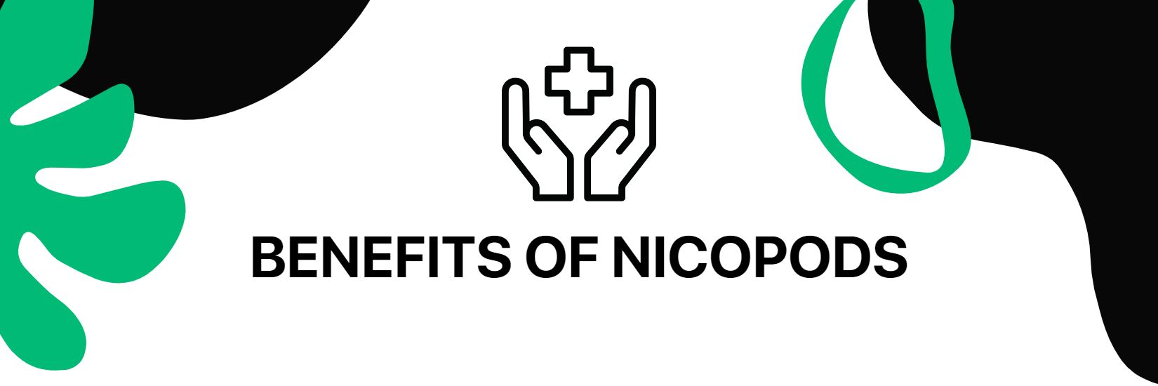 Image with black text saying benefits of nicotine pouches