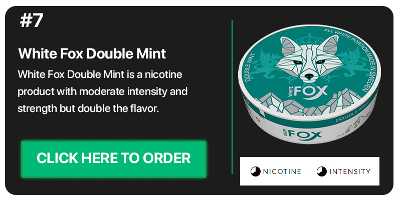 White Fox Double Mint - Number 7 on best tobacco free nicotine pouches in 2022