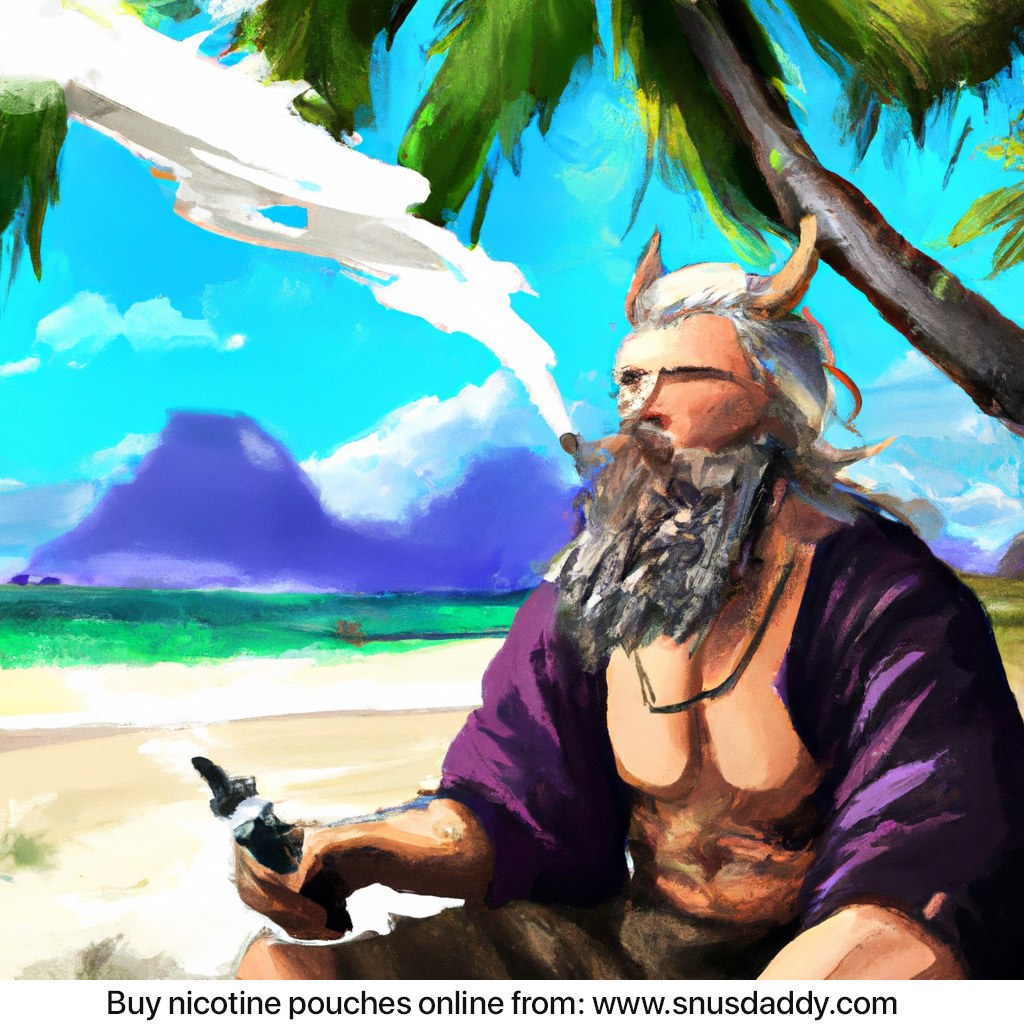 viking vaping on a tropical beach 