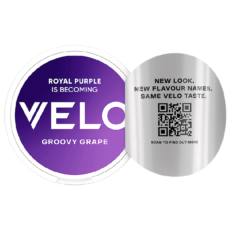 VELO Groovy Grape Mini Product Label Peeling With QR Code