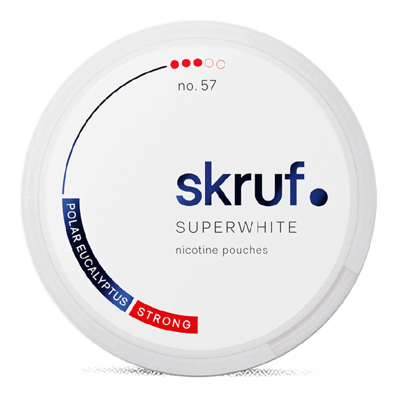 Skruf Superwhite no. 57 Polar Eucalyptus Strong Product Label Skruf Superwhite no. 57 Polar Eucalyptus Strong Product Label