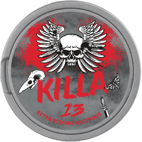 Killa 13 Extra Strong Slim All White snus can at Snusdaddy.com