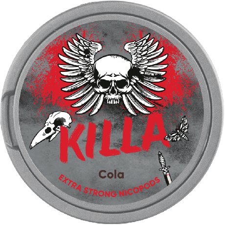 Killa Cola Extra Strong Slim All White snus can at Snusdaddy.com