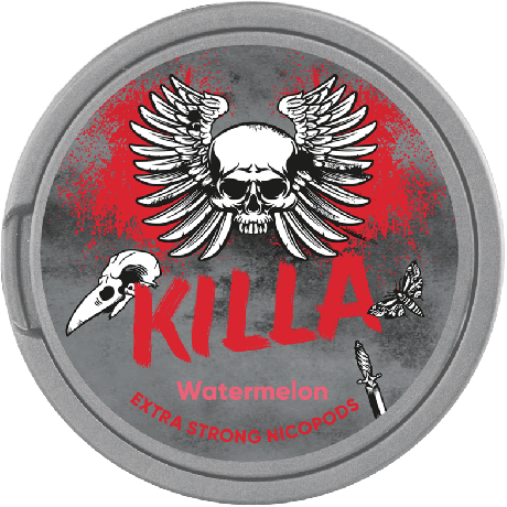 Killa Watermelon Extra Strong Slim All White snus can at Snusdaddy.com