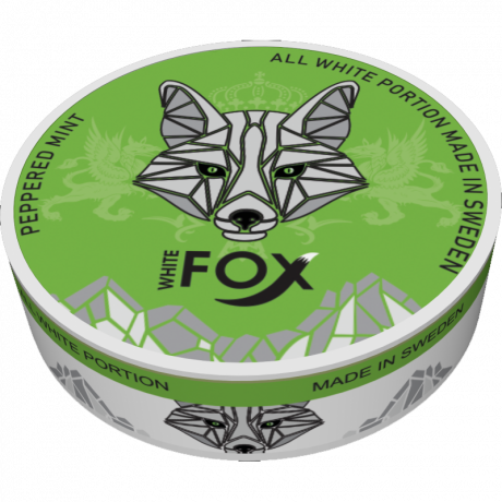 White Fox Peppered Mint snus can at Snusdaddy.com